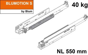MOVENTO mit BLUMOTION S, Vollauszug für Holzschubkasten, 40 kg, NL=550mm, ohne Kupplungen, für TIP-ON-Blumotion, 760H5500S